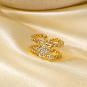 Zircon stone Star shape Finger Ring